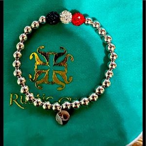 Brand new never worn rustic cuff red white and blue Silver bracelet